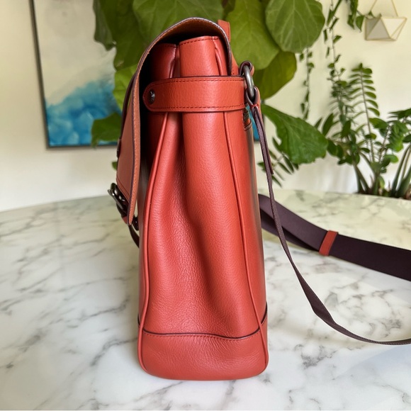 Coach Hudson Messenger Crossbody Laptop Bag Terracotta Leather - Picture 4 of 16